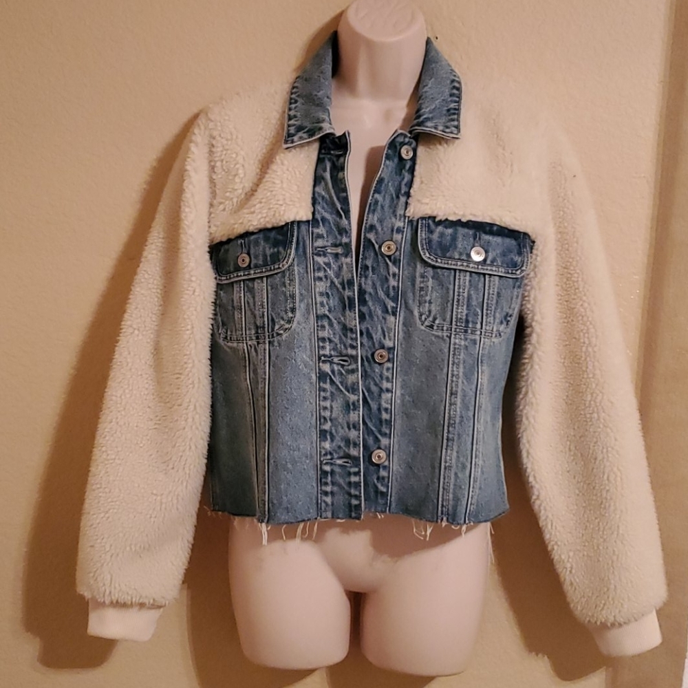 A&F Denim Sherpa Jacket
